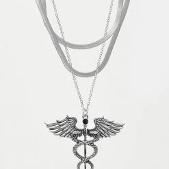 TOU1 CADUCEUS MULTI-CHAIN NECKLACE