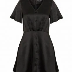 MET1 Women DAMOZEL FIT AND FLARE V NECK MINI DRESS